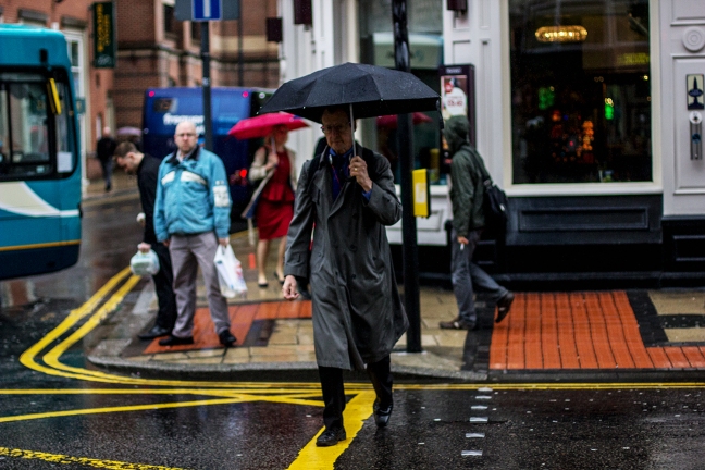 Man in the rain - Leeds